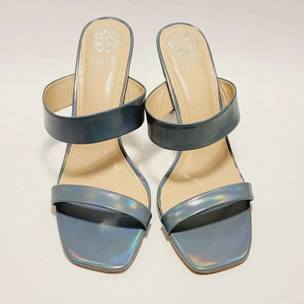 Vince Camuto Brisstol Strappy Square Toe Blue Iridescent Sandal Size 11 NEW